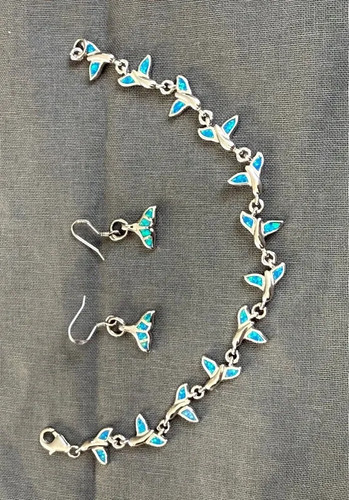 Opal sterling silver whale - sterling,