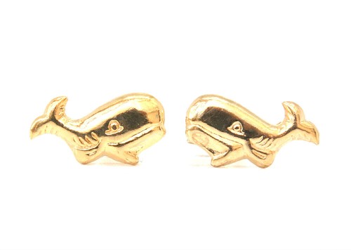 9ct gold whale orca - whale, studs