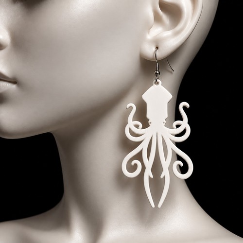 Printed white giant squid - 3d,