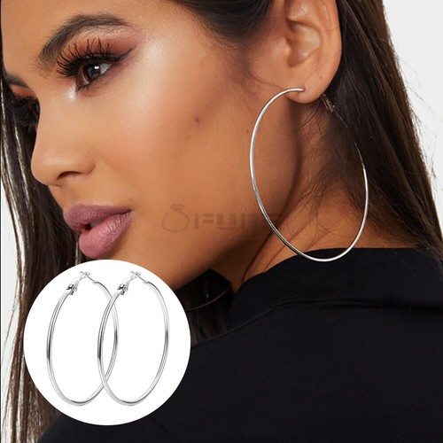 Giant hoop earrings 80mm round - hoop,