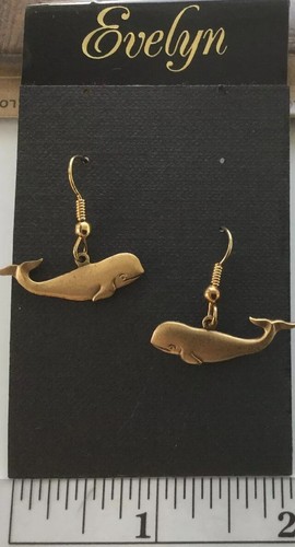 Whale earrings antique brass - earrings,
