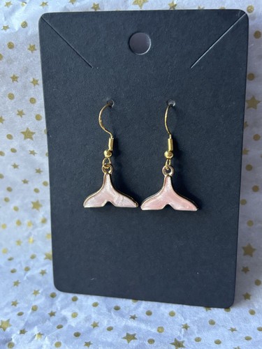 Pink enamel whale tail dangle - pink,