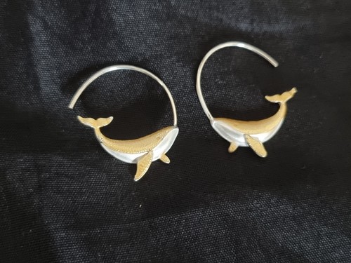 Humpback whale hoop earrings - whale,