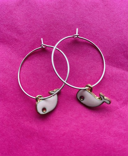 Small whale hoop earrings - small,